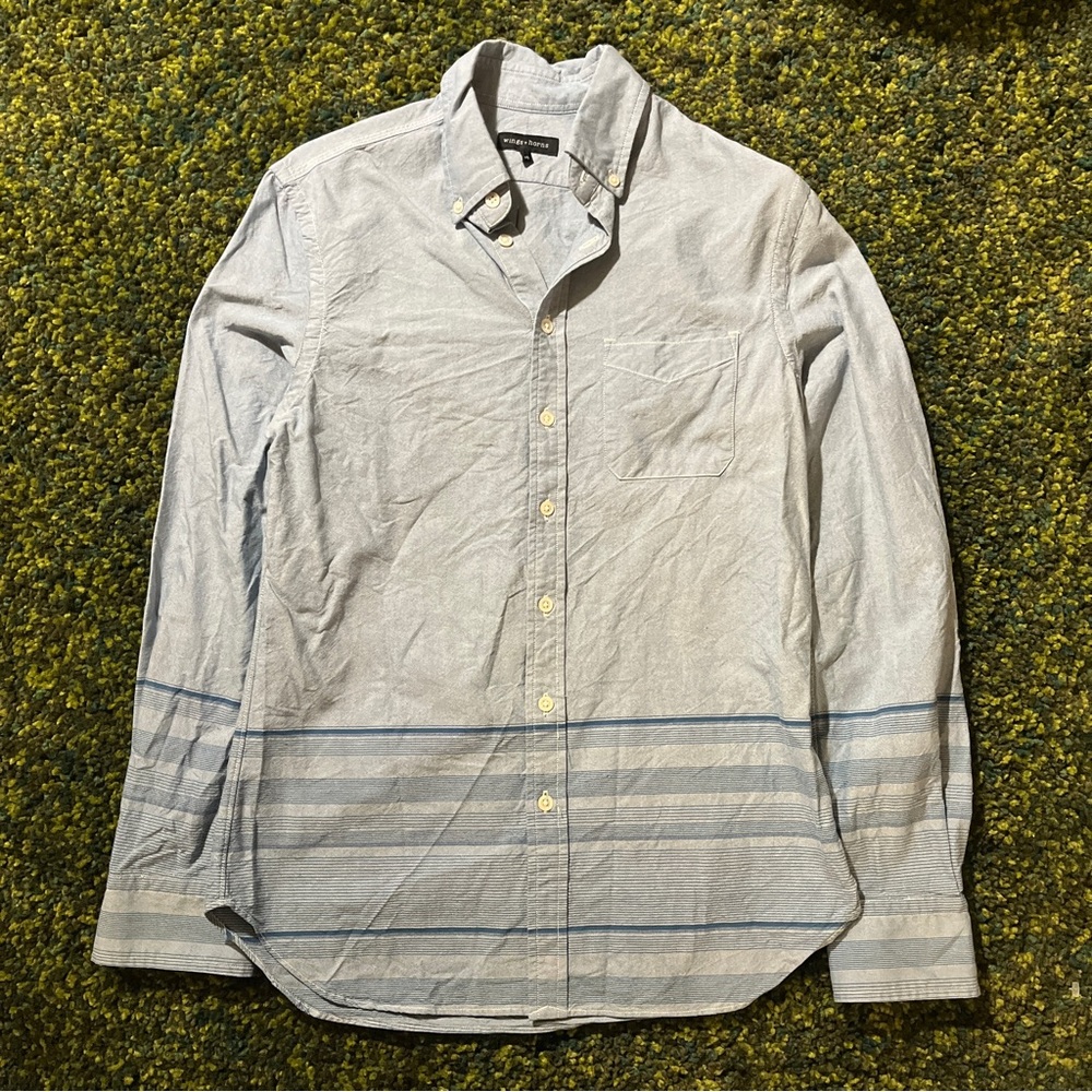 Wings + Horns Blue Striped Button Down Shirt (S)
